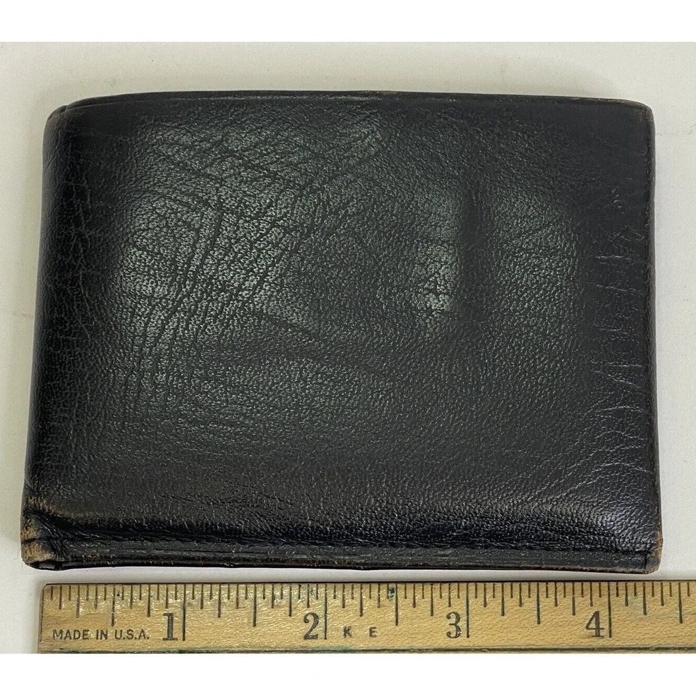 Vintage Mens Wallet Amity Consul Cowhide Black Bifold‎ Broken-In Used condition